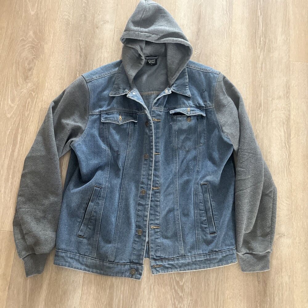 Original Deluxe Supply  Hooded Jean Denim & Jersey Knit Jacket Men’s XL
